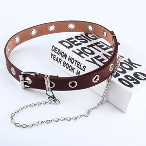 Cinturón de moda con cadena Punk para mujer, cinturón ajustable con ojales de doble / una fila, cinturones decorativos con cadena de ojales 2020 nuevo