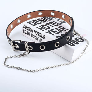 Cinturón de moda con cadena Punk para mujer, cinturón ajustable con ojales de doble / una fila, cinturones decorativos con cadena de ojales 2020 nuevo